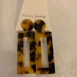 Rectangle Geometric Tortoise Drop Earrings